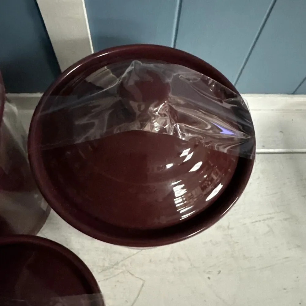 Set Of 3 Fiesta‎ Ware Canister Cinnabar Retired EUC Ceramic Burgundy Fiesta Ware